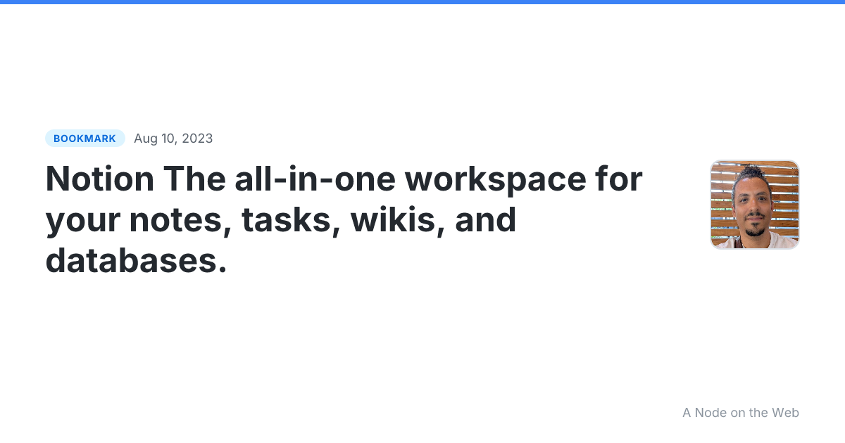 Notion The all-in-one workspace for your notes, tasks, wikis, and databases.