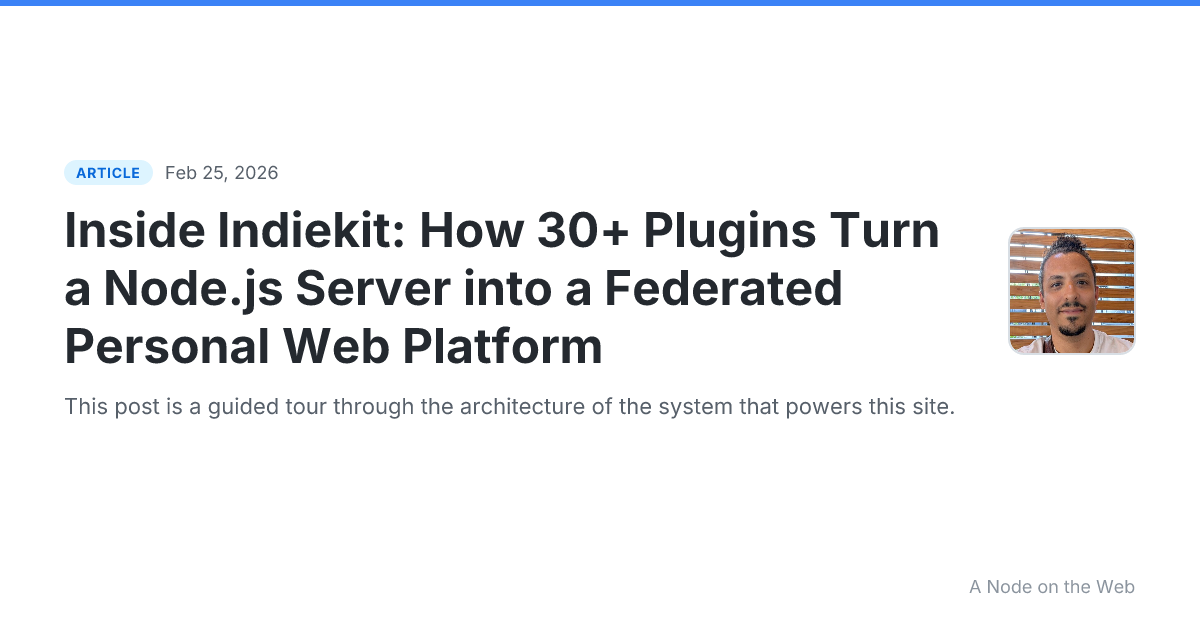 Inside Indiekit: How 30+ Plugins Turn a Node.js Server into a Federated Personal Web Platform
