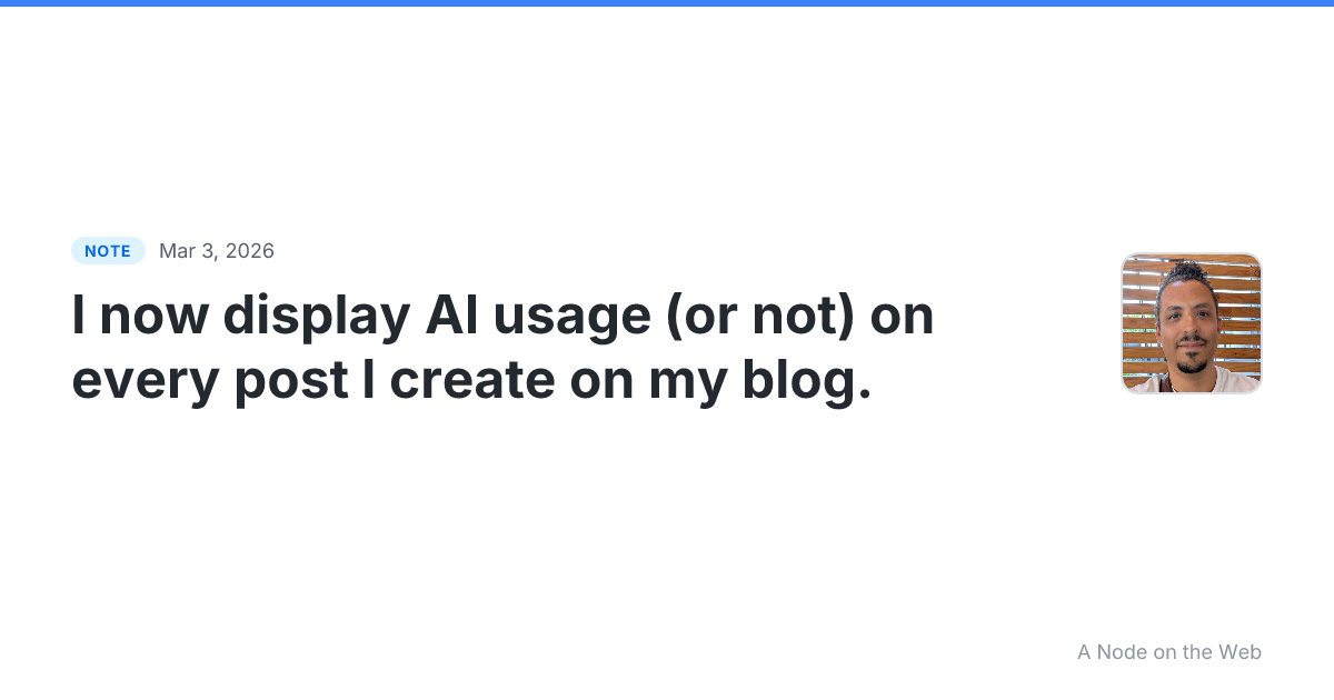 I now display AI usage (or not) on every post I create on my...