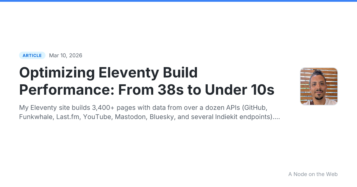 Optimizing Eleventy Build Performance: From 38s to Under 10s