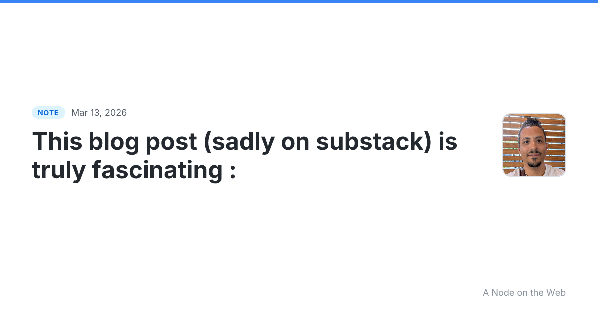 This blog post (sadly on substack) is truly fascinating : Tw...