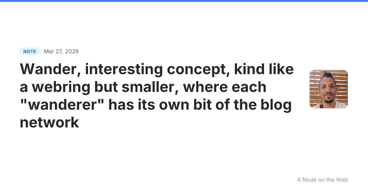 Wander, interesting concept, kind like a webring but smaller...