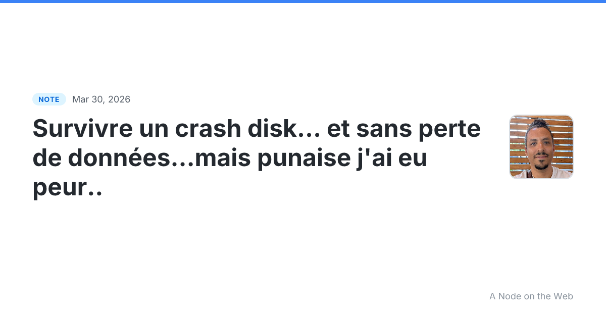 Survivre un crash disk…✅ et sans perte de données…mais punai...