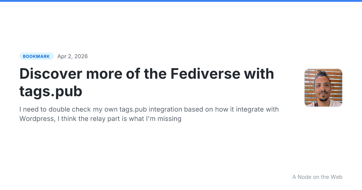 Discover more of the Fediverse with tags.pub