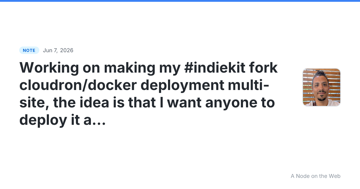 Working on making my #indiekit fork cloudron/docker deployme...