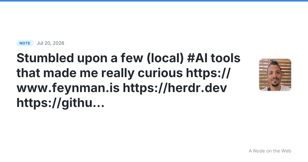 Stumbled upon a few (local) #AI tools that made me really cu...