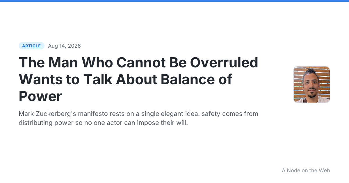 The Man Who Cannot Be Overruled Wants to Talk About Balance of Power