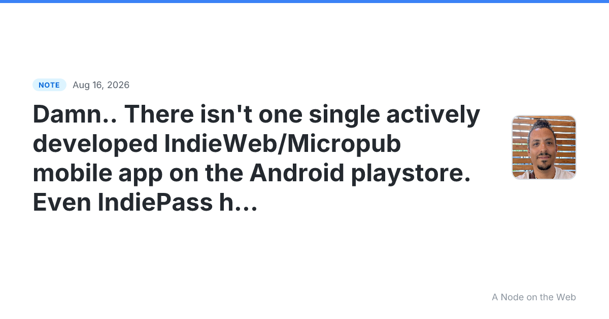 Damn… There isn’t one single actively developed IndieWeb/Mic...