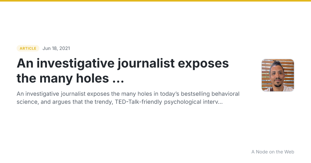 An investigative journalist exposes the many holes ...