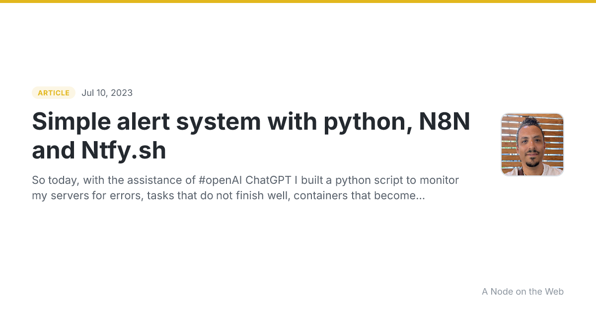 Simple alert system with python, N8N and Ntfy.sh