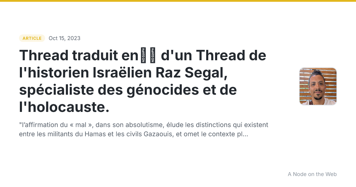 Thread traduit en🇫🇷 d'un Thread de l'historien Israëlien Raz Segal, spécialiste des génocides et de l'holocauste.