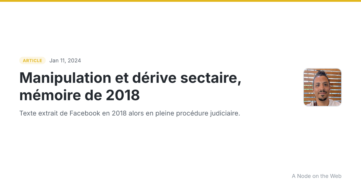 Manipulation et dérive sectaire, mémoire de 2018