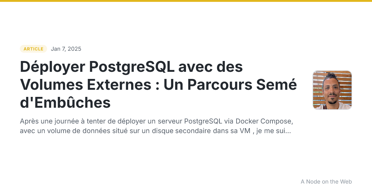 Déployer PostgreSQL avec des Volumes Externes : Un Parcours Semé d'Embûches