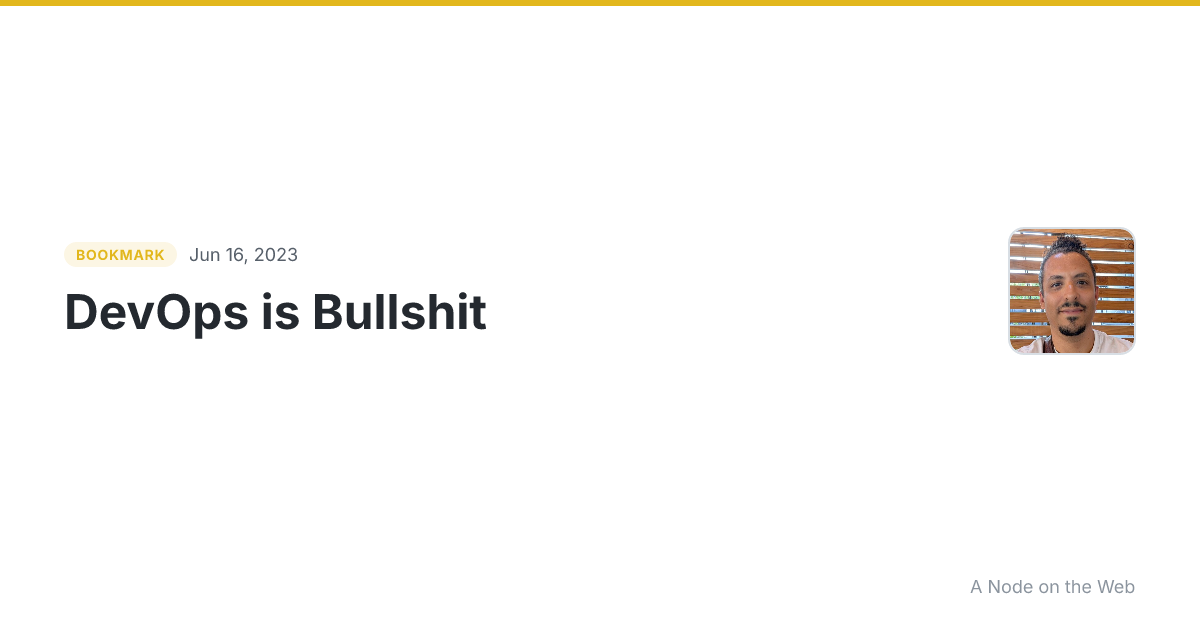 DevOps is Bullshit