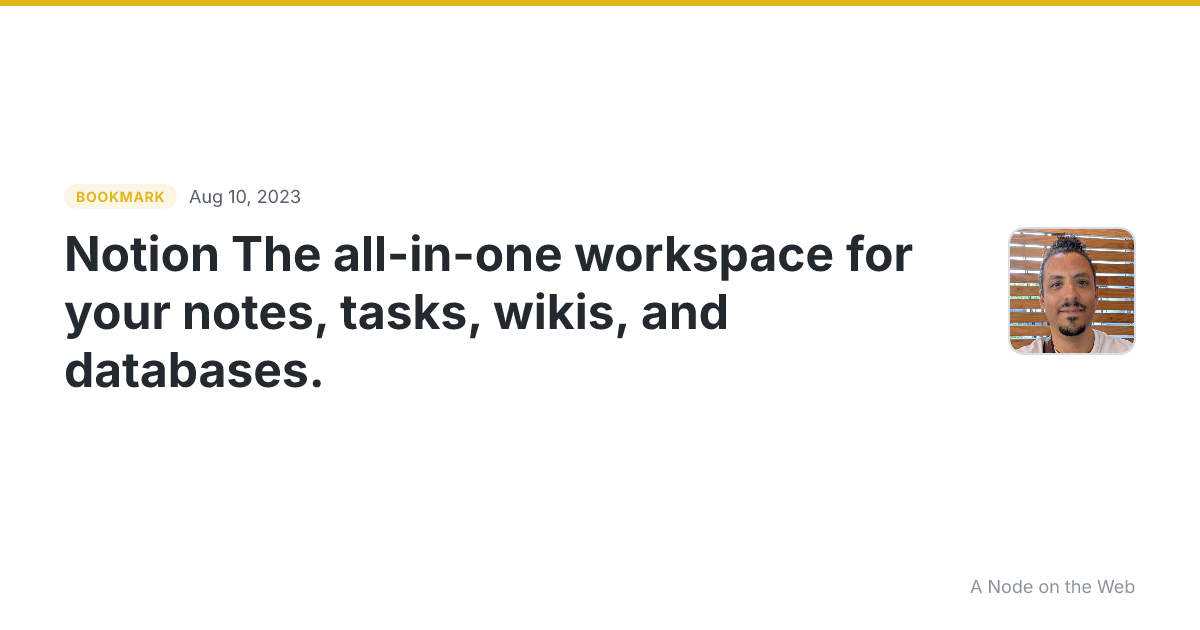 Notion The all-in-one workspace for your notes, tasks, wikis, and databases.