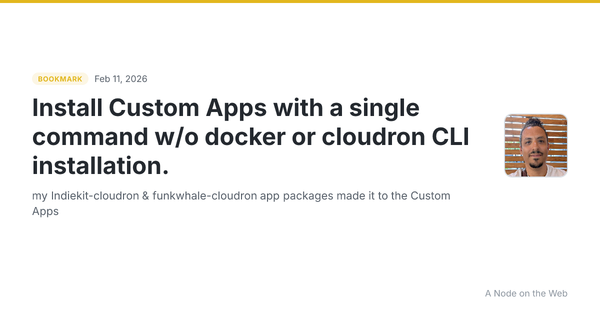 Install Custom Apps with a single command w/o docker or cloudron CLI installation.