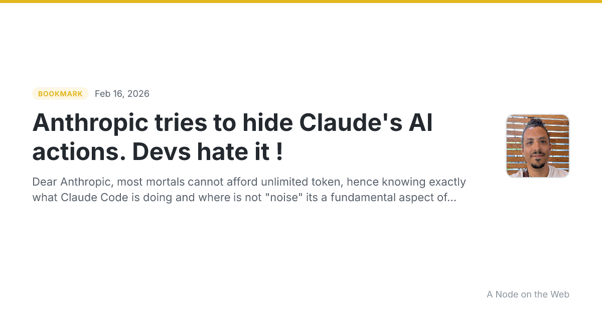 Anthropic tries to hide Claude's AI actions. Devs hate it !