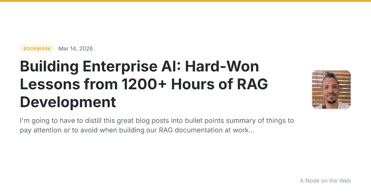 Building Enterprise AI: Hard-Won Lessons from 1200+ Hours of RAG Development