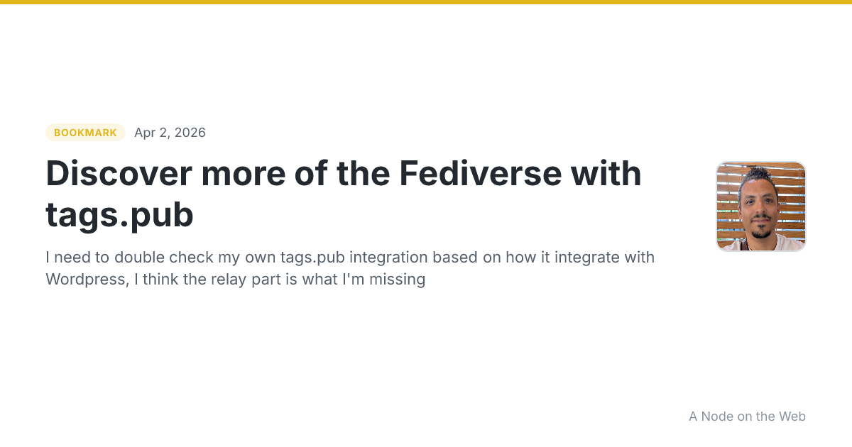 Discover more of the Fediverse with tags.pub