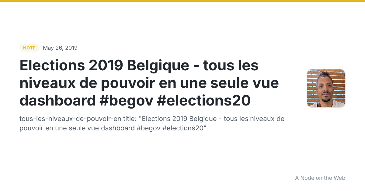 Elections 2019 Belgique - tous les niveaux de pouvoir en une seule vue dashboard #begov #elections20