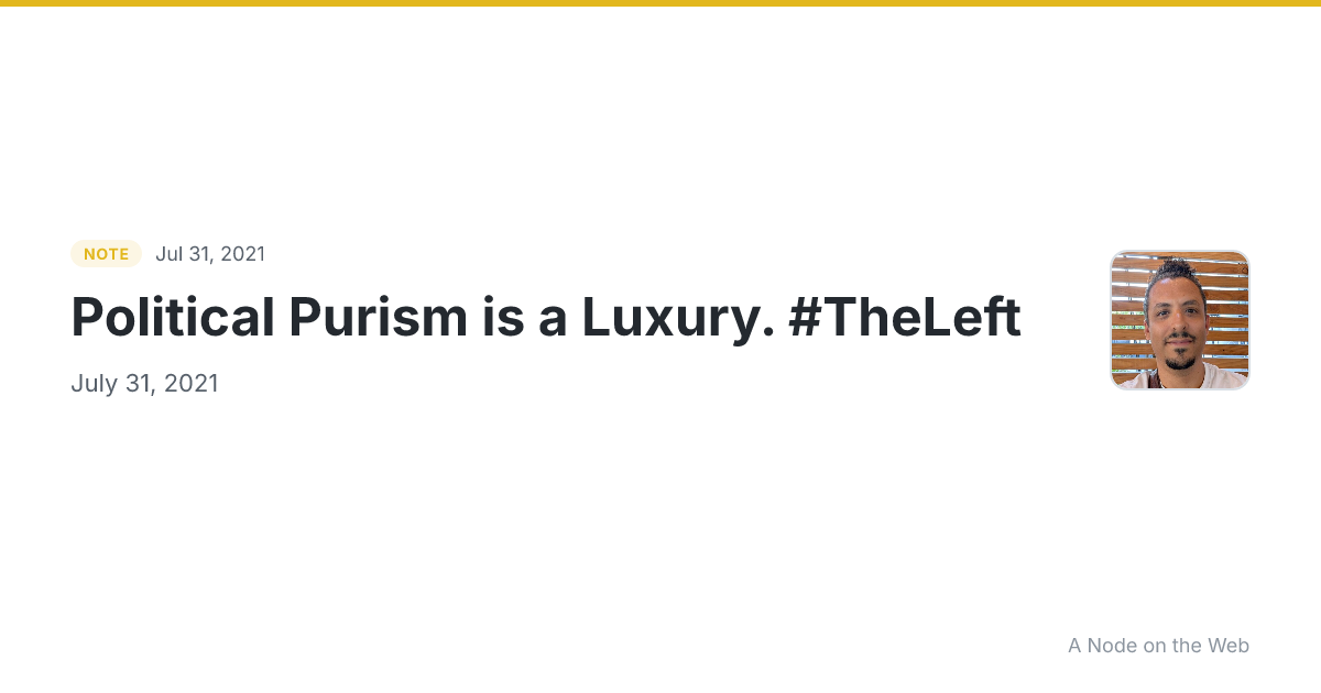 Political Purism is a Luxury. #TheLeft