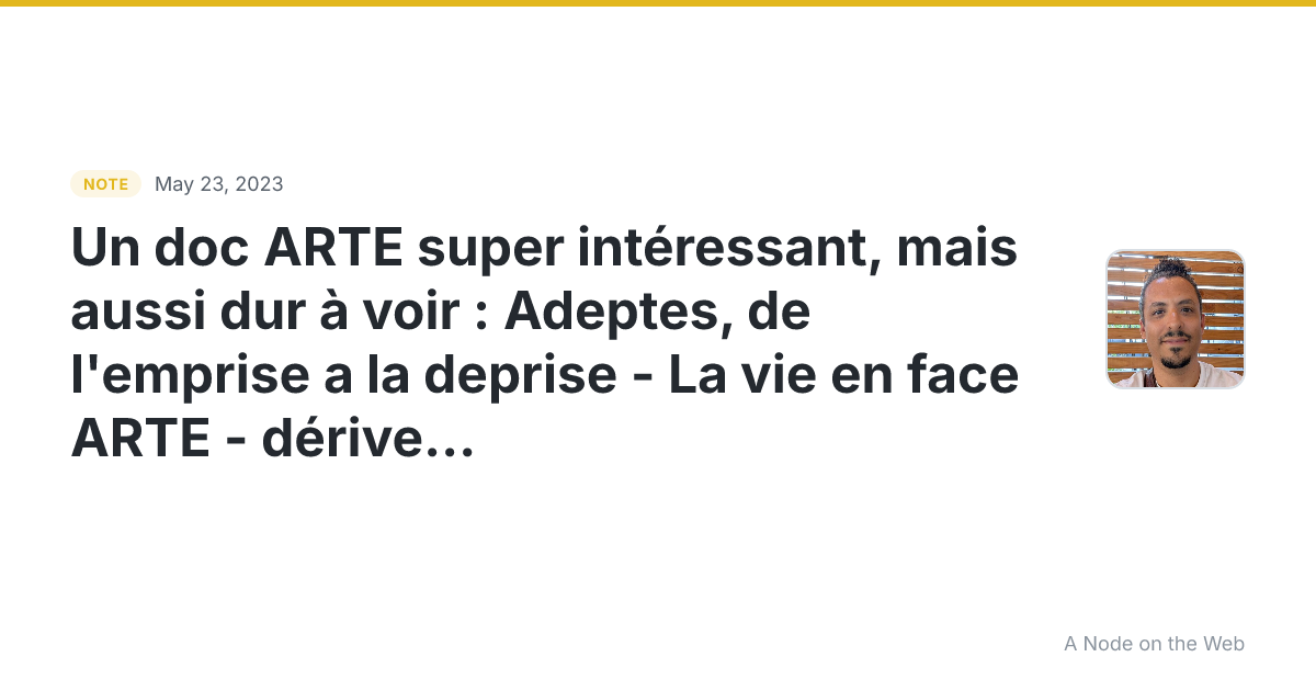 Un doc ARTE super intéressant, mais aussi dur à voir : Adept...