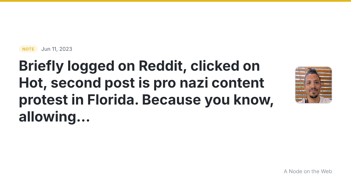 Briefly logged on Reddit, clicked on Hot, second post is pro...