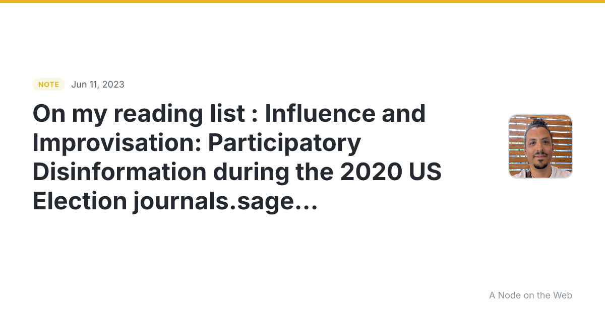 On my reading list : Influence and Improvisation: Participat...
