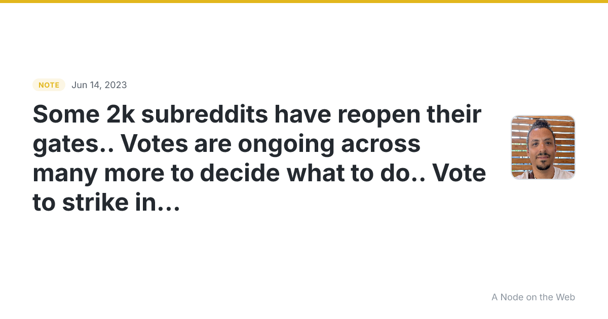 Some 2k subreddits have reopen their gates… Votes are ongoin...