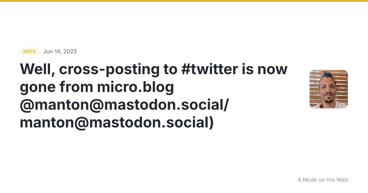Well, cross-posting to #twitter is now gone from micro.blog...