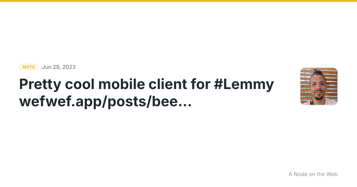 Pretty cool mobile client for #Lemmy wefwef.app/posts/bee…