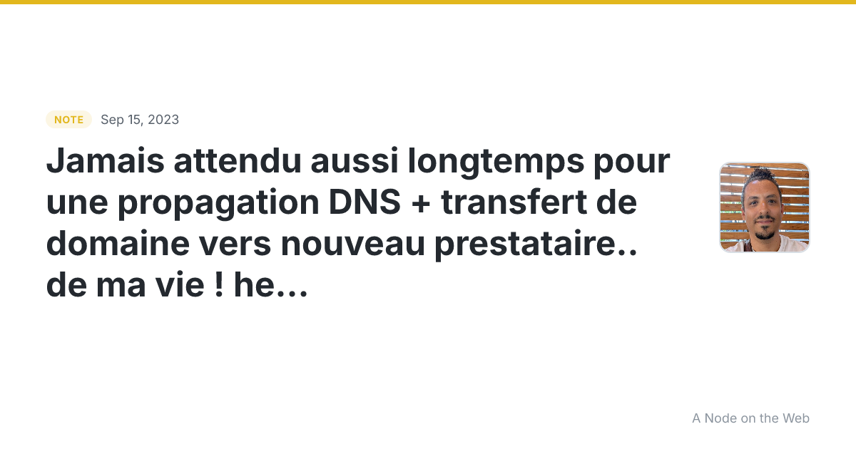Jamais attendu aussi longtemps pour une propagation DNS + tr...