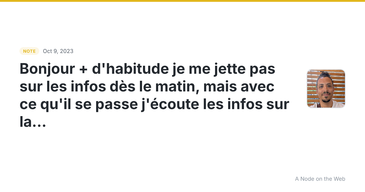 Bonjour 😊 + ☕ d’habitude je me jette pas sur les infos dès...