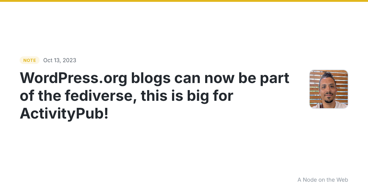 WordPress.org blogs can now be part of the fediverse , this...