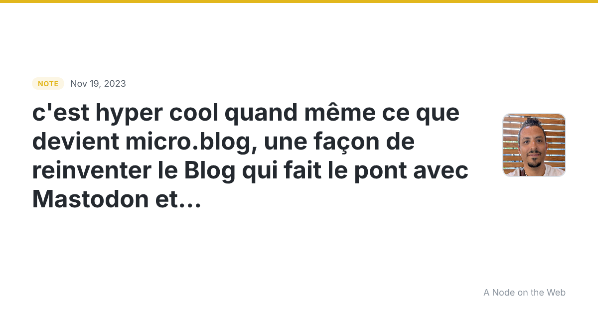 c’est hyper cool quand même ce que devient micro.blog , une...