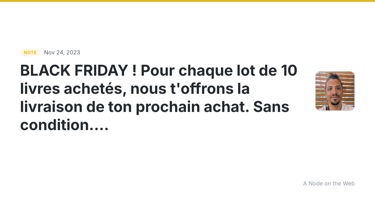 BLACK FRIDAY ! 🎉 Pour chaque lot de 10 livres achetés, nous...