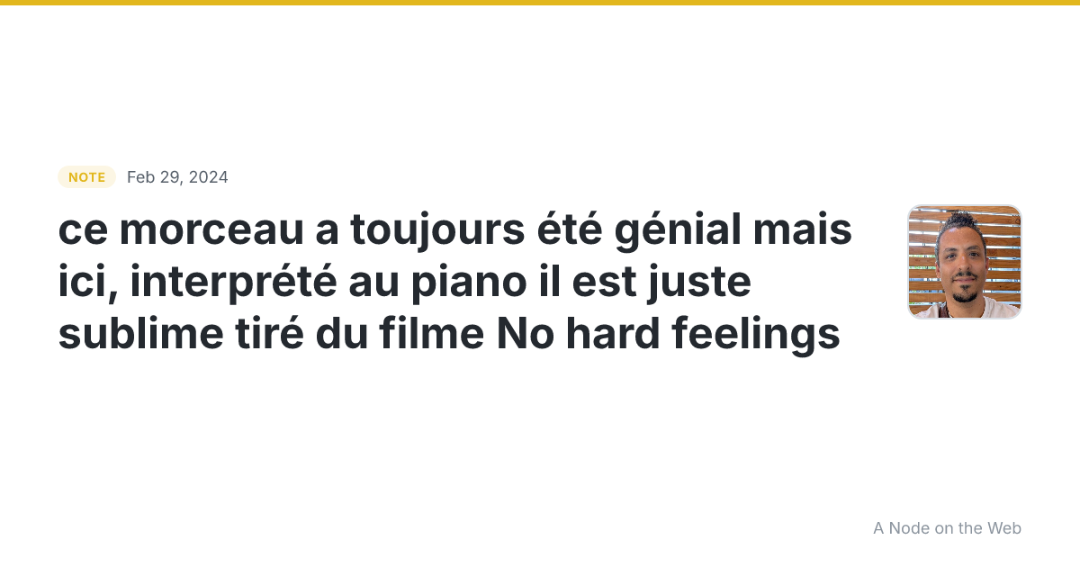 ce morceau a toujours été génial mais ici, interprété au pia...