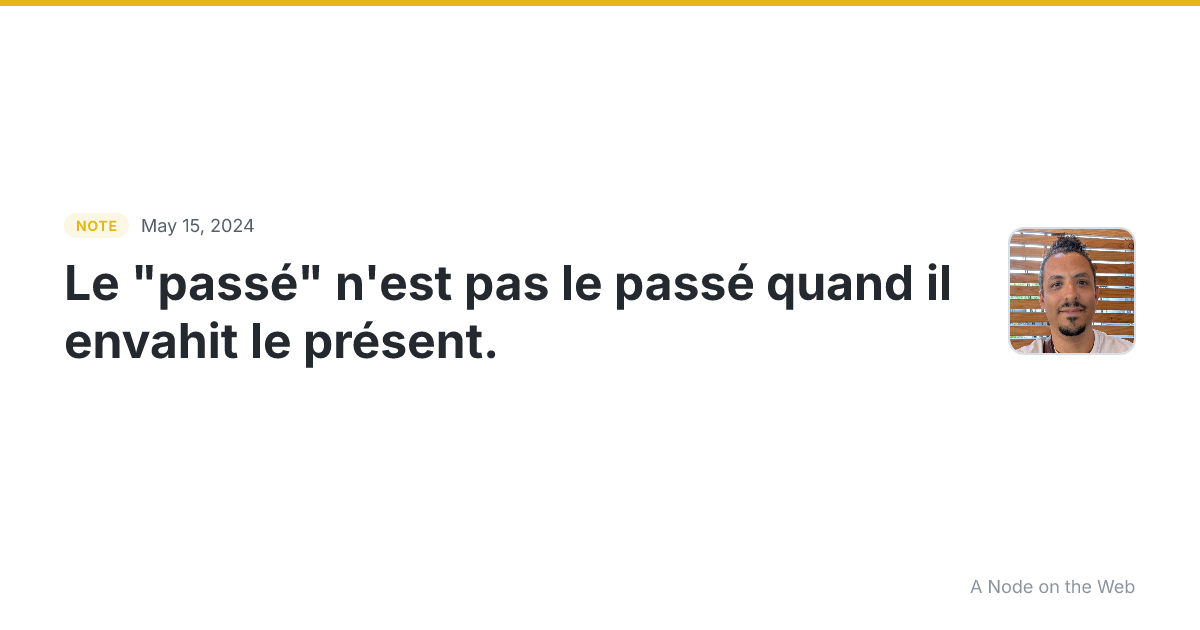 Le “passé” n’est pas le passé quand il envahit le présent. p...