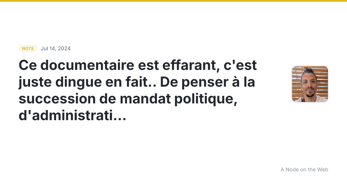 Ce documentaire est effarant, c’est juste dingue en fait… De...
