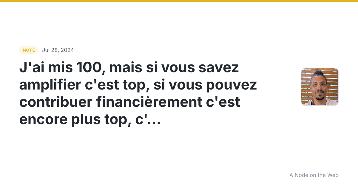 J’ai mis 100€, mais si vous savez amplifier c’est top, si vo...