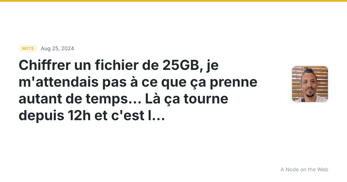 Chiffrer un fichier de 25GB, je m’attendais pas à ce que ça...