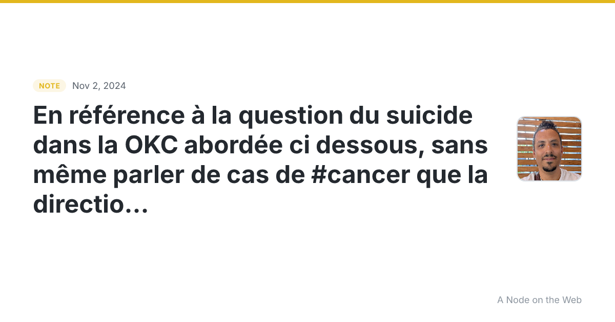 En référence à la question du suicide dans la OKC abordée ci...