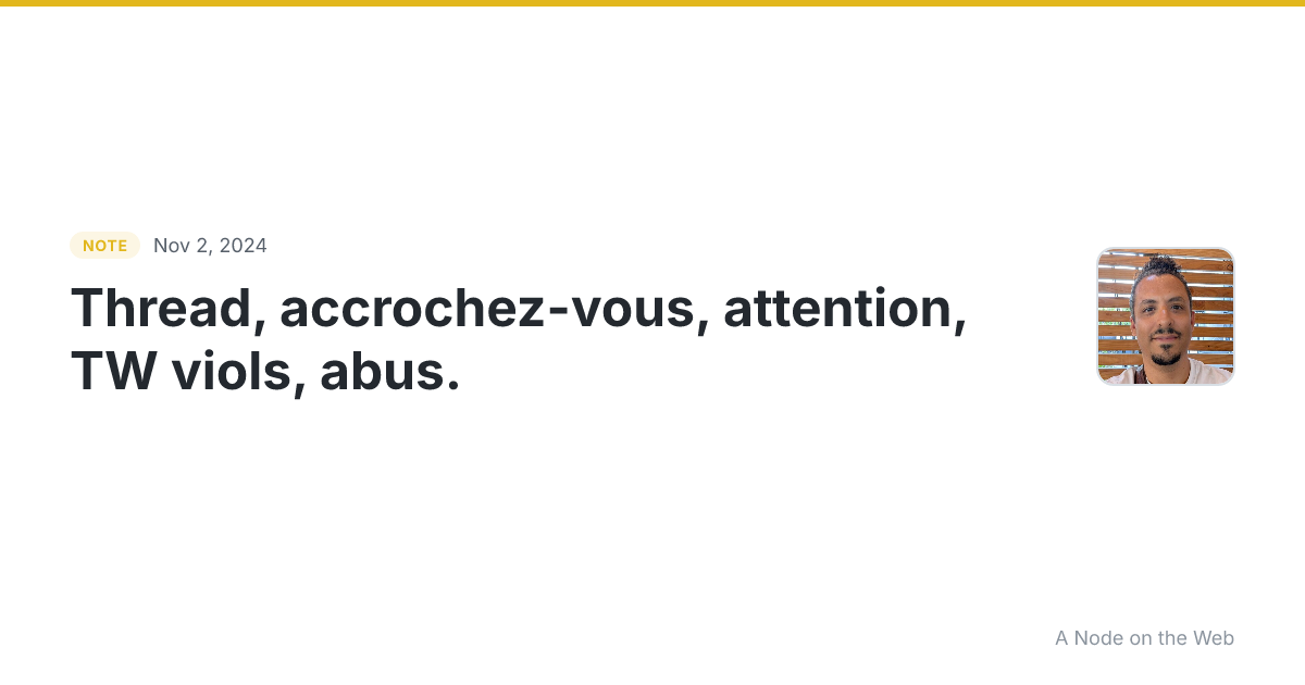 Thread, accrochez-vous, attention, TW viols, abus. M et B ar...