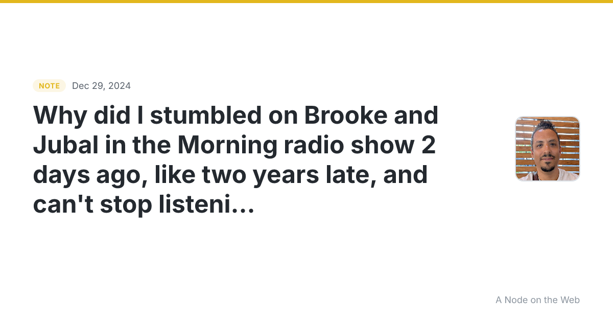 Why did I stumbled on Brooke and Jubal in the Morning radio...
