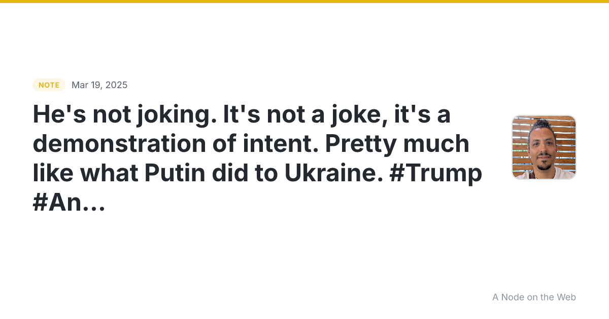 He’s not joking . It’s not a joke, it’s a demonstration of i...