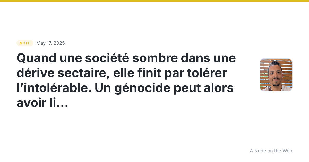 Quand une société sombre dans une dérive sectaire, elle fini...