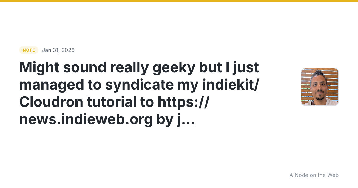 Might sound really geeky but I just managed to syndicate my...