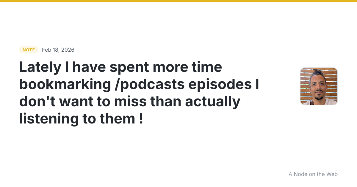 Lately I have spent more time bookmarking /podcasts episodes...