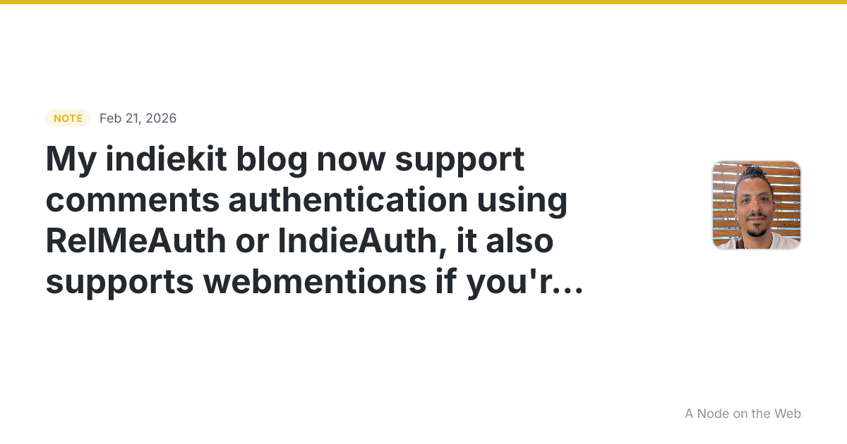 My indiekit blog now support comments authentication using R...