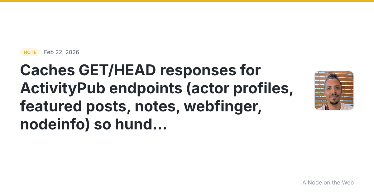 Caches GET/HEAD responses for ActivityPub endpoints (actor p...